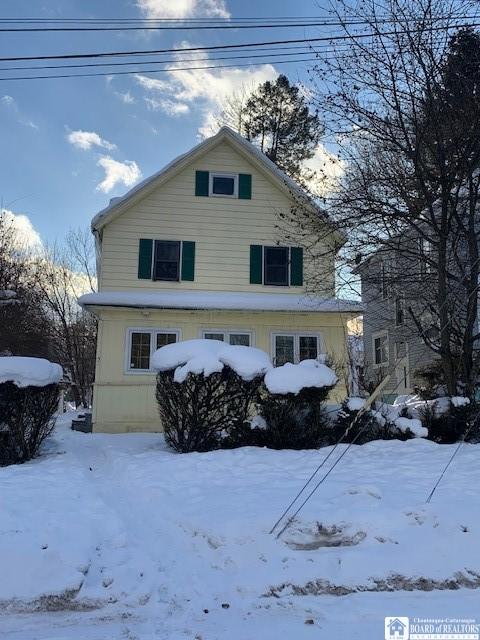 view of snow covered exterior