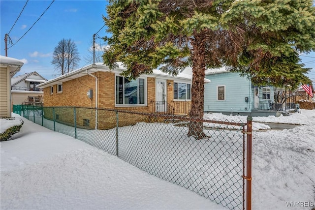 view of snow covered exterior