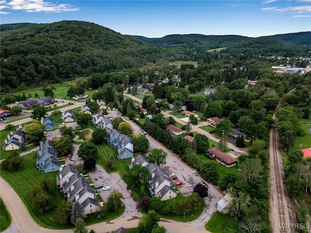 aerial view with a mountain view