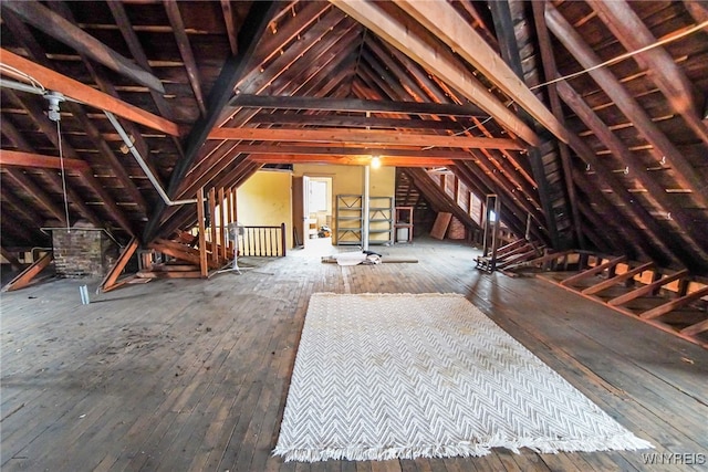 view of unfinished attic