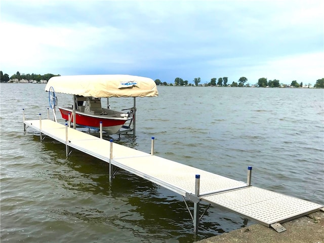 dock area featuring a water view