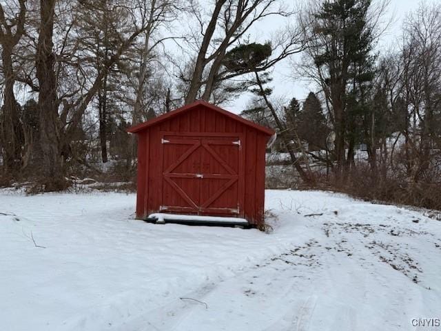 view of snow covered structure