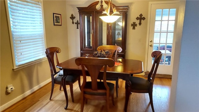 dining room with light wood-type flooring