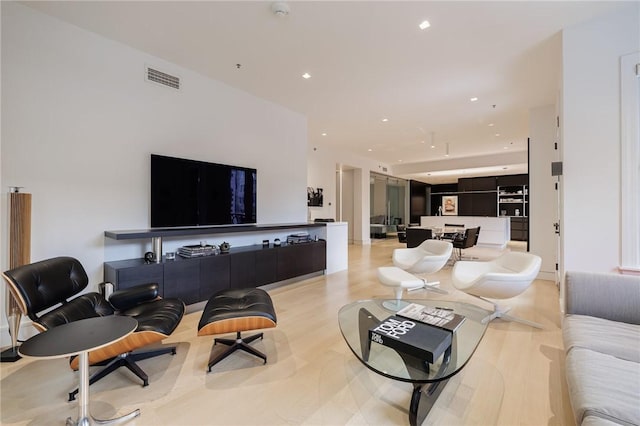 living room featuring light hardwood / wood-style flooring