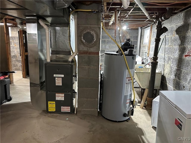 utilities with heating unit and water heater