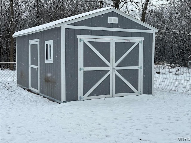 view of snow covered structure