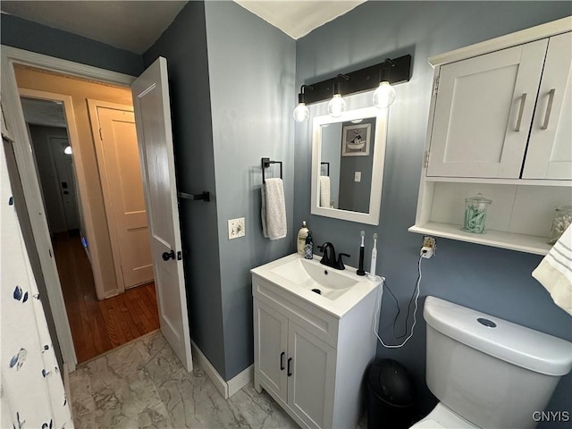 bathroom with toilet and vanity