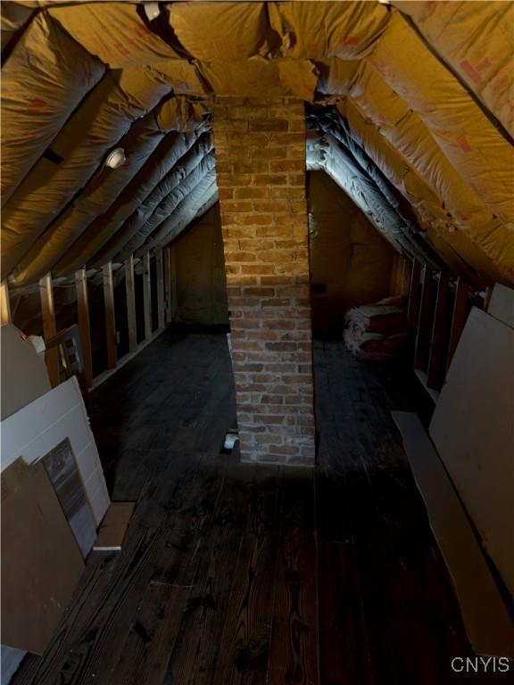 view of unfinished attic