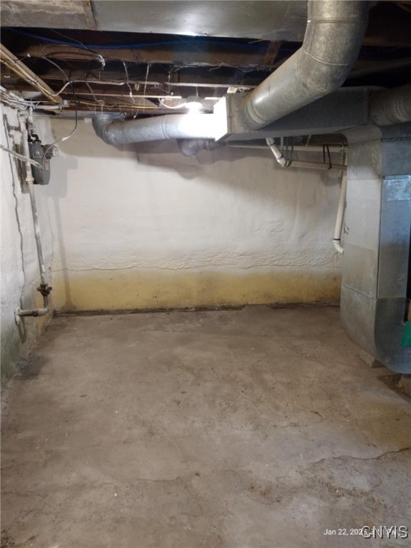 basement with heating unit