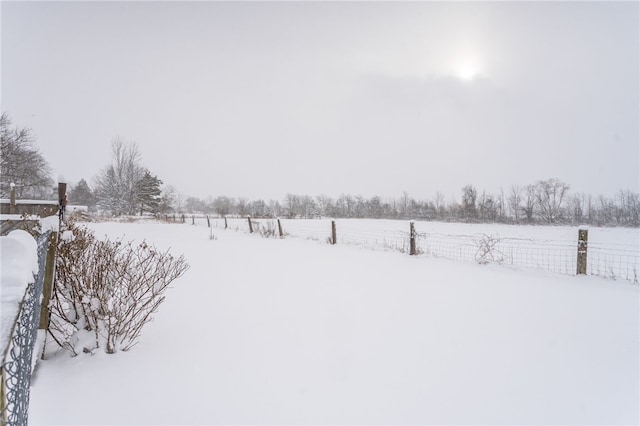 view of yard layered in snow