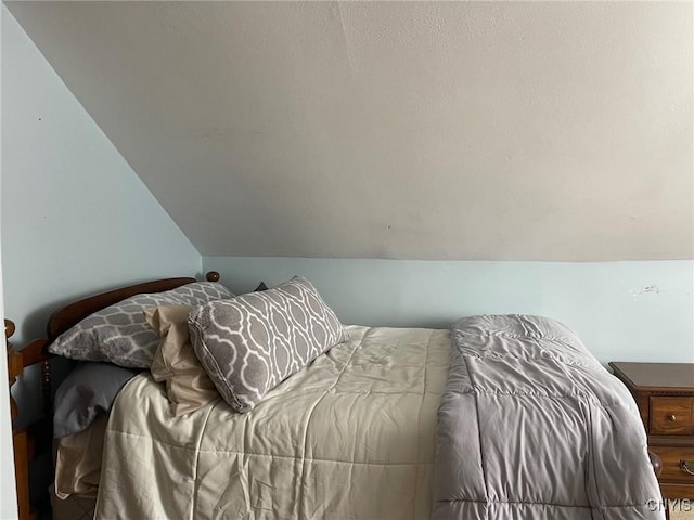 bedroom featuring vaulted ceiling