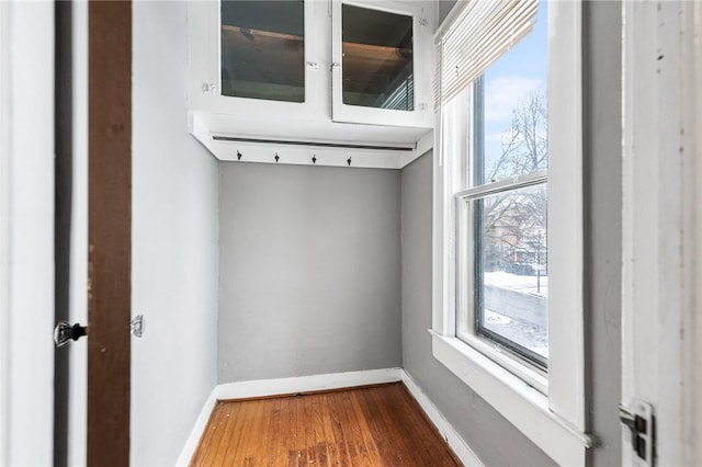 mudroom with hardwood / wood-style floors