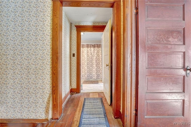 hallway featuring light wood-type flooring