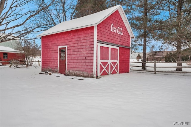 view of snow covered structure