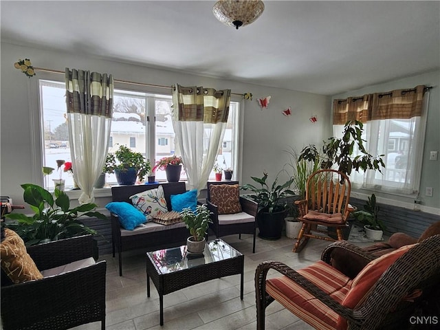 interior space featuring light tile patterned floors