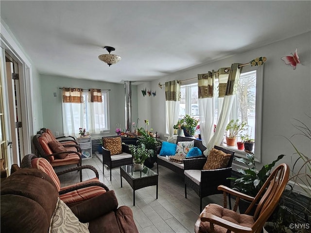 interior space with hardwood / wood-style floors