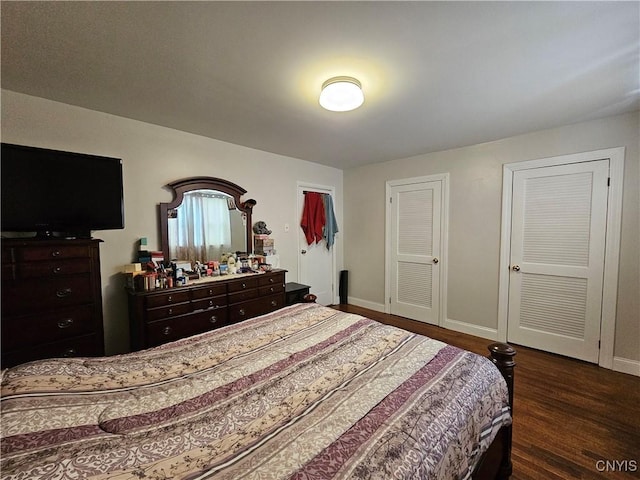 bedroom featuring dark hardwood / wood-style floors