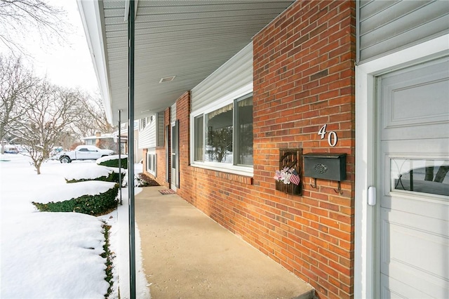 view of snowy exterior