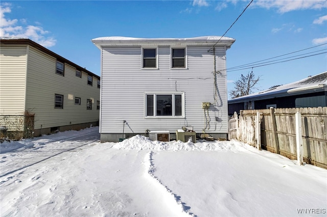 view of snow covered property