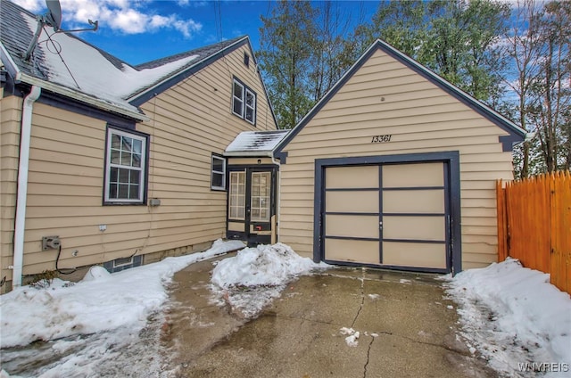 exterior space featuring a garage