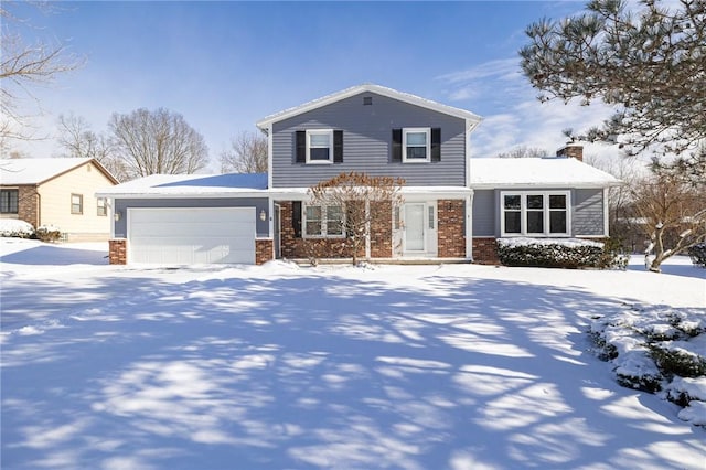 front facade with a garage