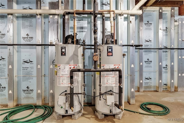 utility room featuring gas water heater