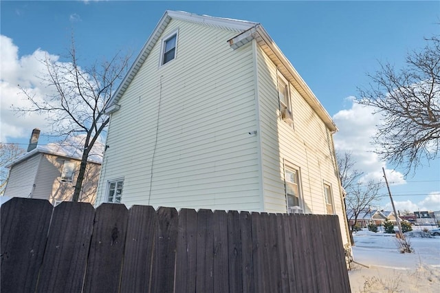 view of snow covered exterior