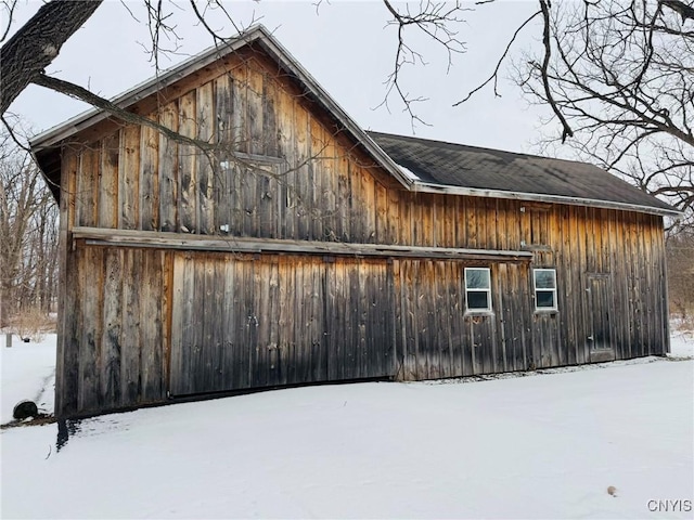 view of snow covered exterior