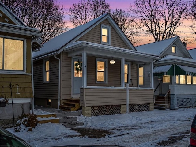 bungalow-style home with covered porch