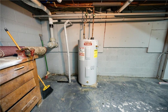 utility room with water heater