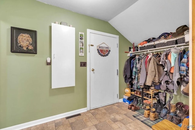 spacious closet with lofted ceiling