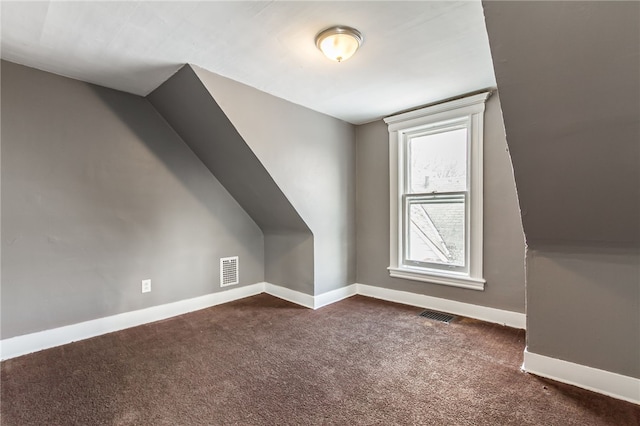 bonus room with dark carpet