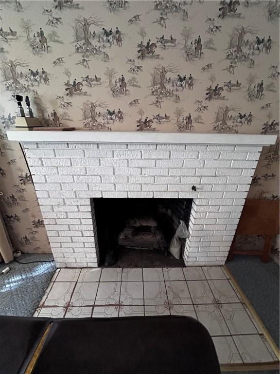 interior details with a fireplace