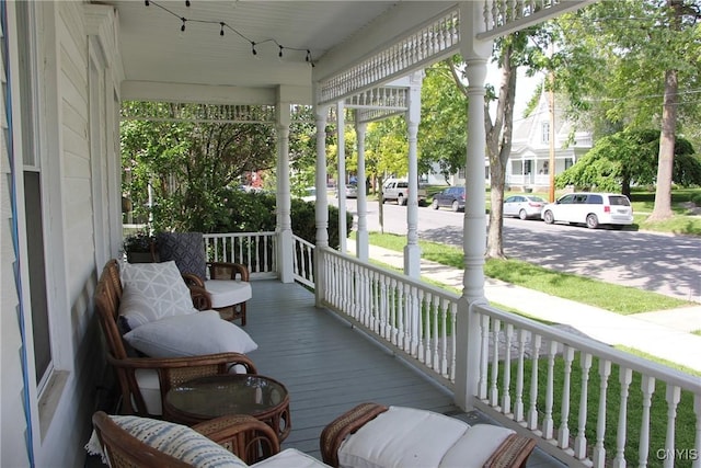 deck with a porch