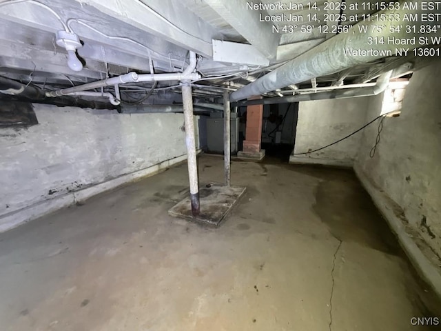 basement with water heater