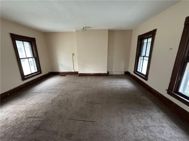 carpeted spare room featuring a healthy amount of sunlight