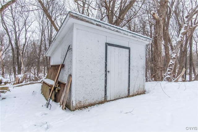 view of snow covered structure