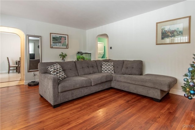 living room with wood-type flooring