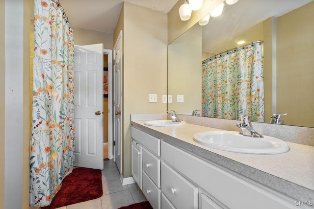 bathroom featuring vanity and tile patterned floors