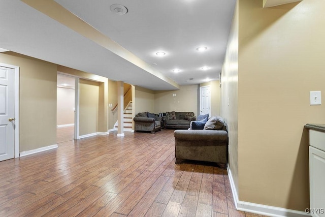 living room featuring wood-type flooring