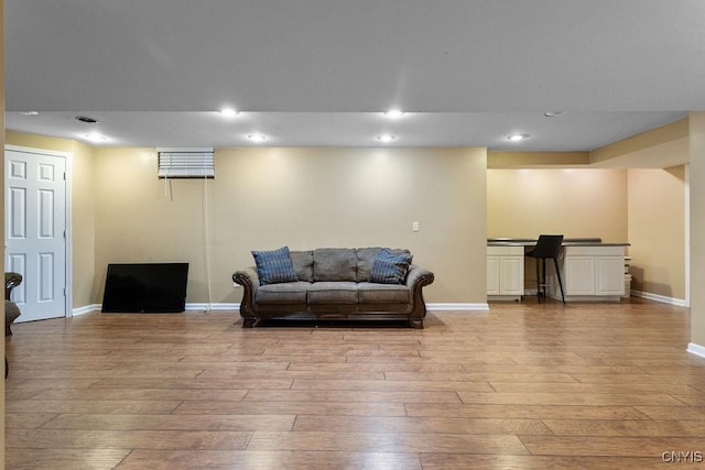 living room with light wood-type flooring