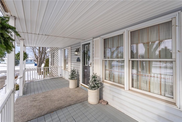 wooden terrace with covered porch