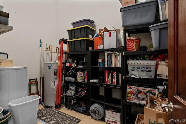 storage room with water heater