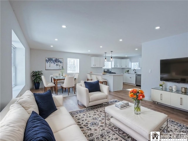 living room featuring hardwood / wood-style flooring