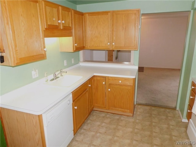 kitchen featuring sink and white dishwasher