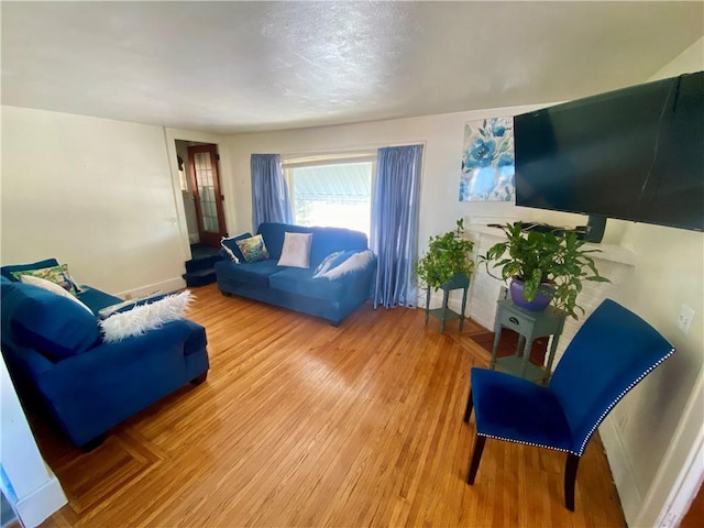 living room with hardwood / wood-style floors