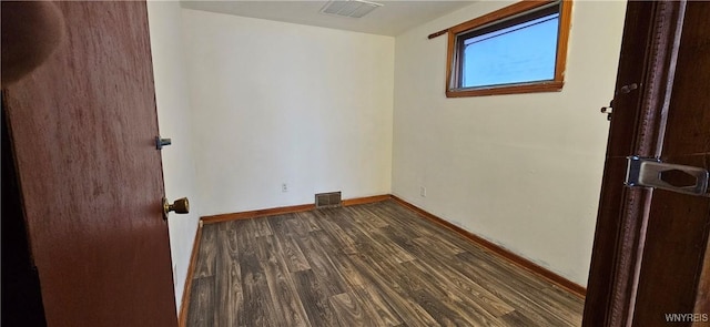 empty room with dark wood-type flooring