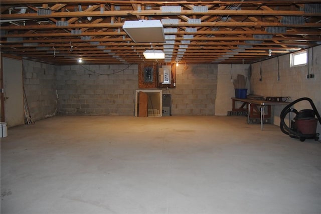 basement with electric panel