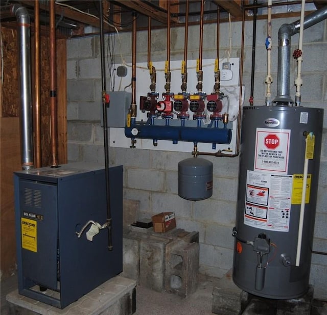 utility room with gas water heater