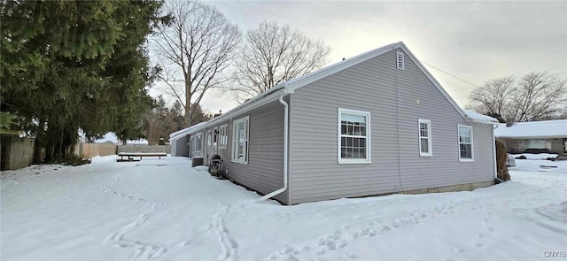 view of snow covered property